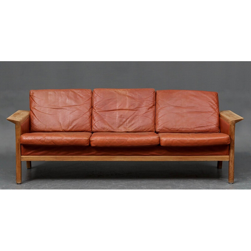Danish living room set in brown leather - 1970s