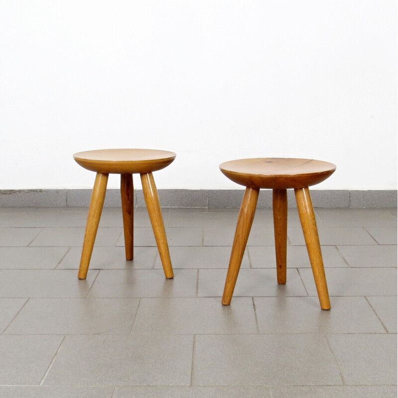 Pair of vintage wooden stools by Krásná jizba