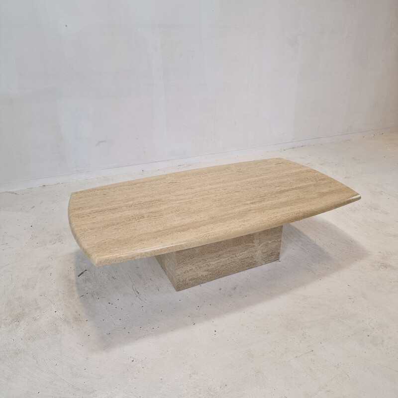 Table basse vintage italienne en travertin, 1980