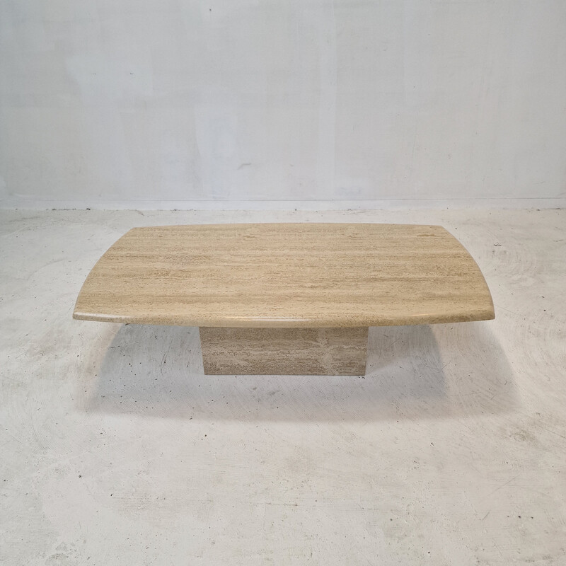 Table basse vintage italienne en travertin, 1980