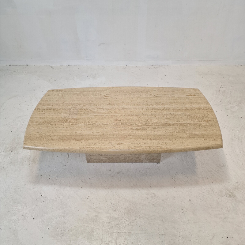 Table basse vintage italienne en travertin, 1980