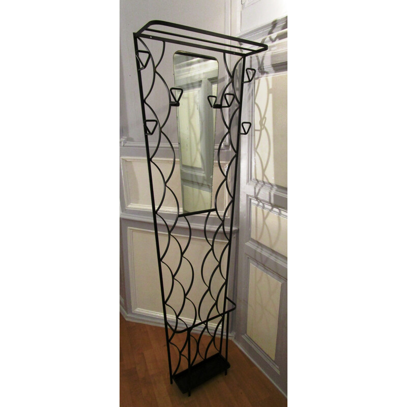 Black lacquered forged iron cloakroom - 1960s