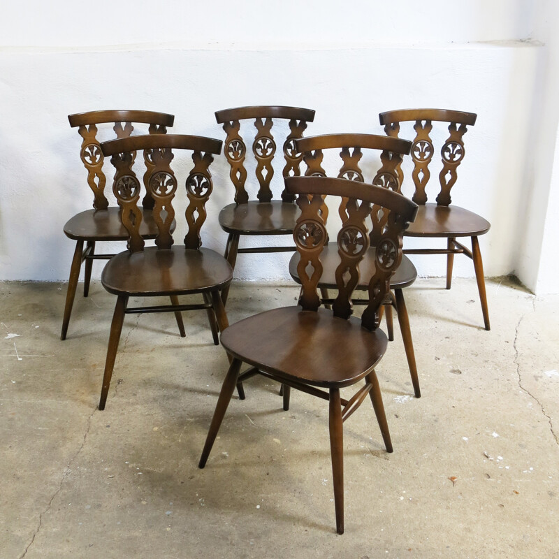 Ensemble de 6 chaises modèle no.375 de Lucian Ercolani pour Ercol - 1970