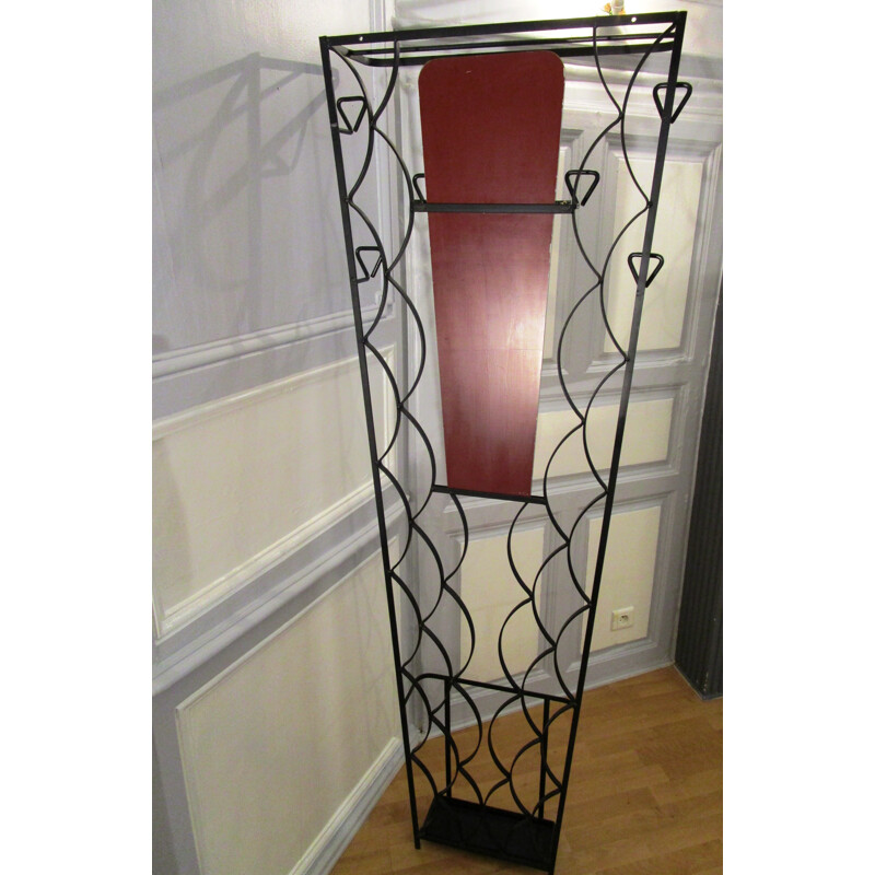 Black lacquered forged iron cloakroom - 1960s