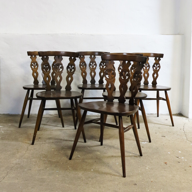 Set of 6 model no.375 Windsor chairs by Lucian Ercolani for Ercol - 1970s