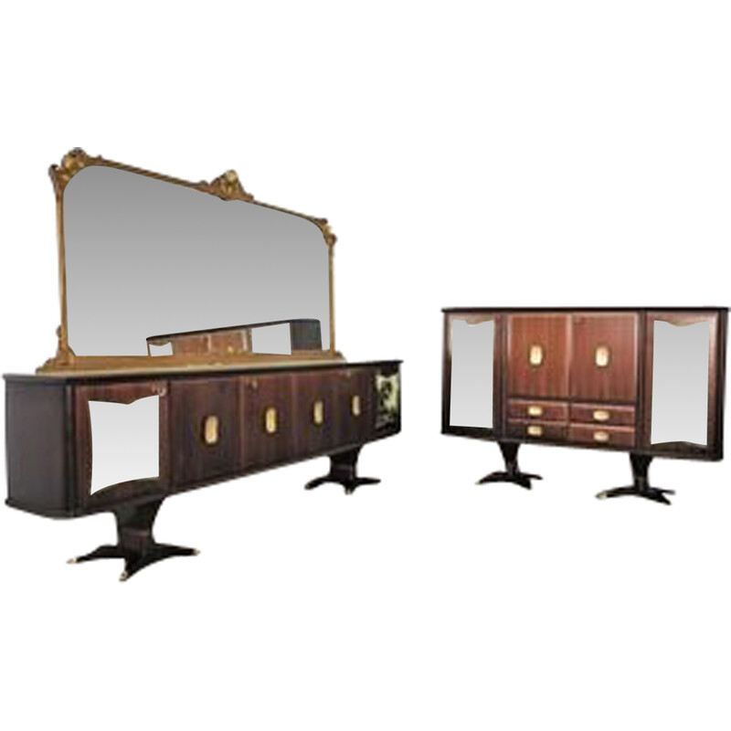 Pair of vintage mahogany sideboards by Fratelli Rigamonti, 1940s