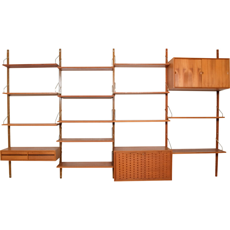 Vintage wall unit "Royal System" in teak by Poul Cadovius, 1960