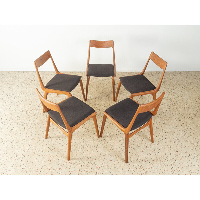 Set of 5 vintage Boomerang chairs by Alfred Christensen for Slagelse Møbelvaerk, Denmark 1950