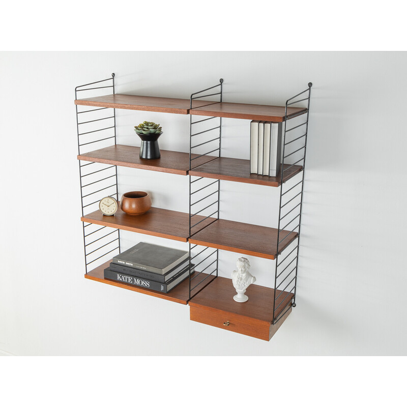 Vintage shelving system in teak veneer by Nils Strinning, Sweden 1950s