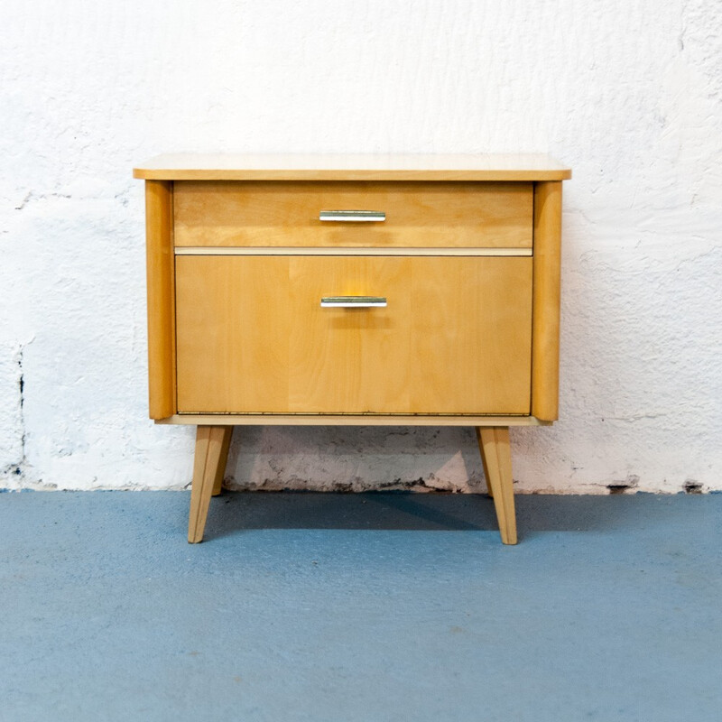 Vintage bedside table with slanted legs - 1960s