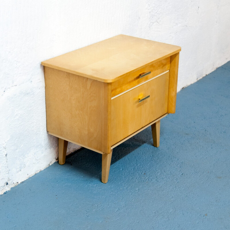 Vintage bedside table with slanted legs - 1960s