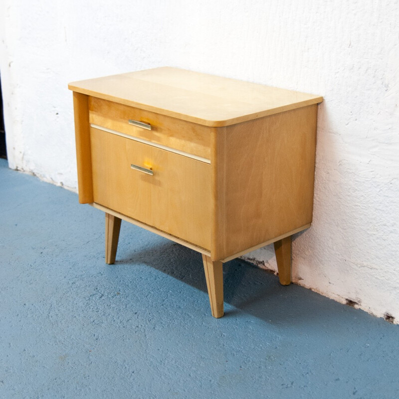 Vintage bedside table with slanted legs - 1960s