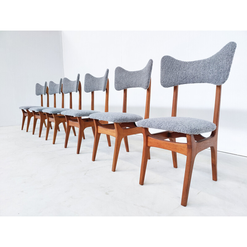 Conjunto de 6 cadeiras de jantar modelo S3 de meados do século de Alfred Hendrickx, Bélgica
