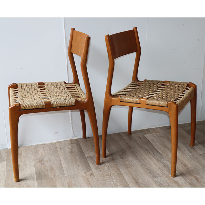 Set of 4 vintage chairs by Consorzio Sedie Friuli, Italy 1960