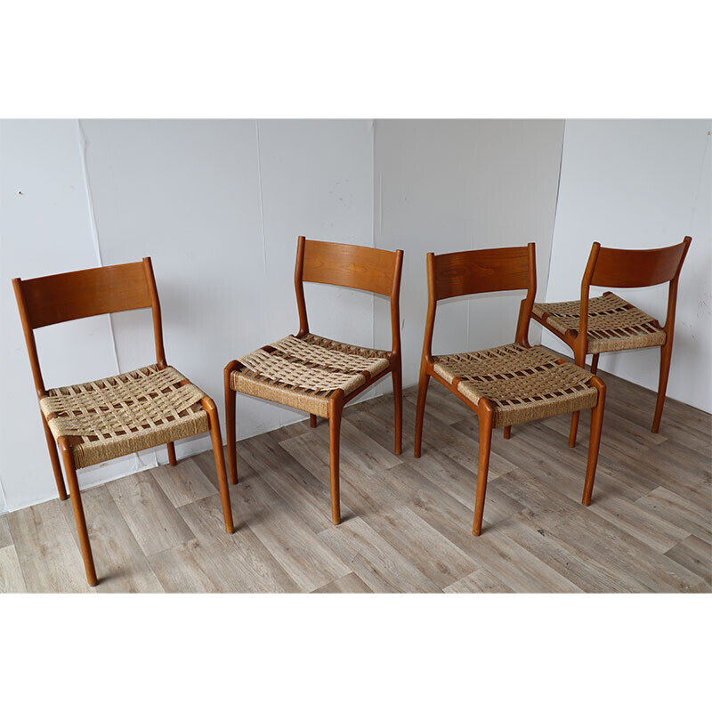 Conjunto de 4 cadeiras vintage do Consorzio Sedie Friuli, Itália 1960