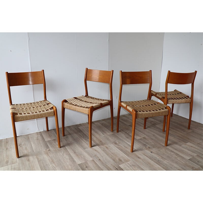 Lot de 4 chaises vintage par Consorzio Sedie Friuli, Italie 1960