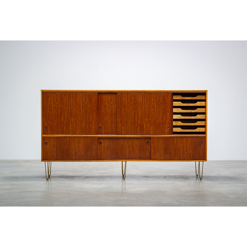 Vintage sideboard with brass hairpin legs by Alfred Hendrickx for Belform, 1950