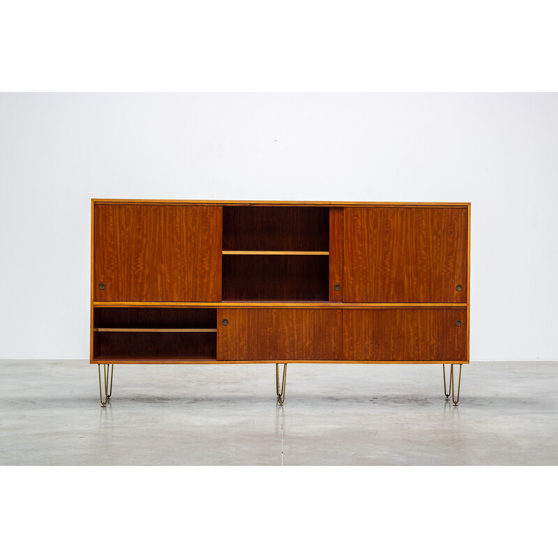 Vintage sideboard with brass hairpin legs by Alfred Hendrickx for Belform, 1950