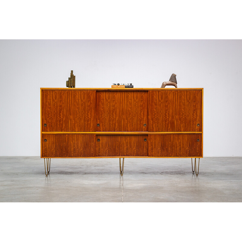 Vintage sideboard with brass hairpin legs by Alfred Hendrickx for Belform, 1950