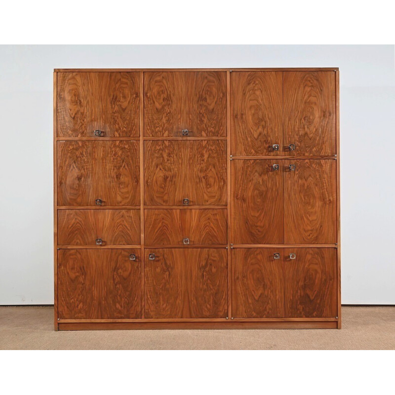 Solid walnut and veneer vintage storage cabinet, 1970