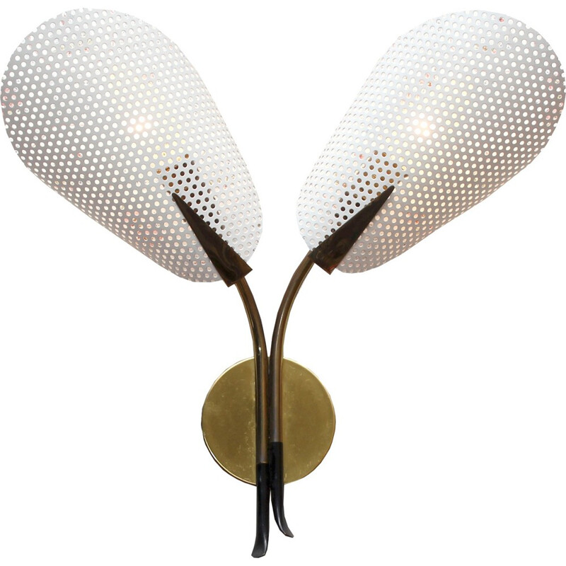 Wall-lamp in brass and perforated metal - 1950s