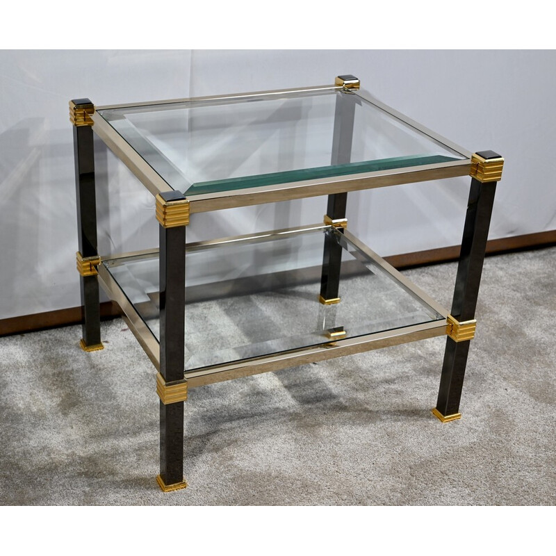 Vintage brass and glass sofa end, 1970