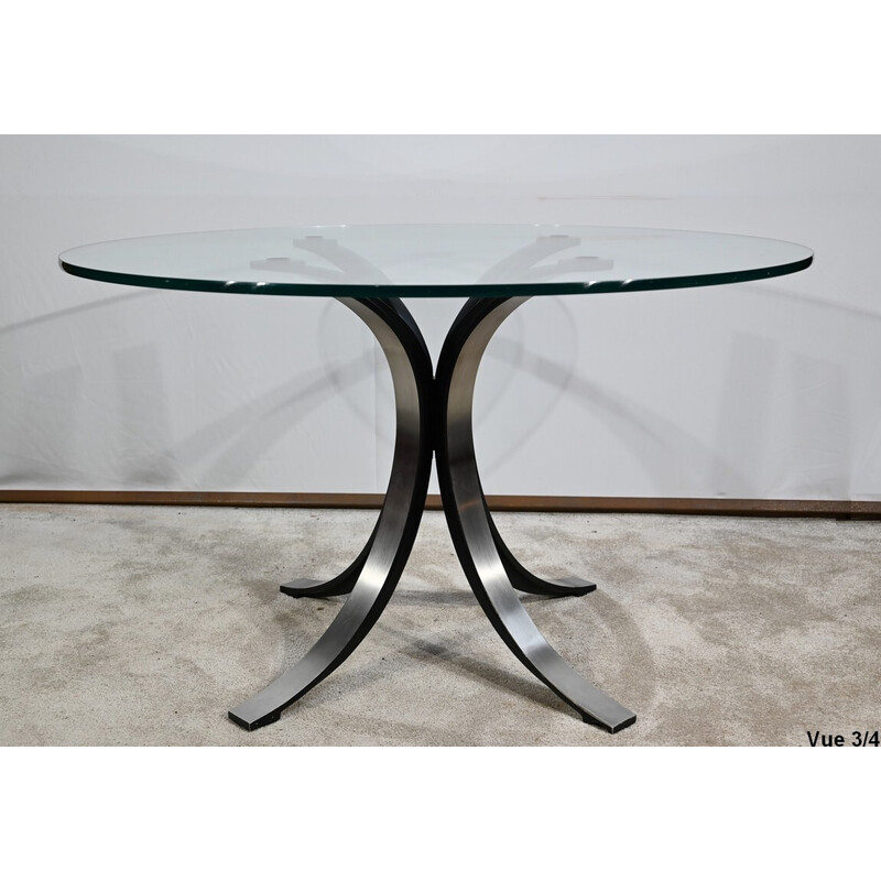 Table vintage en verre T69 Cristal par E.Gerli et O.Borsani pour Tecno, Italie 1963