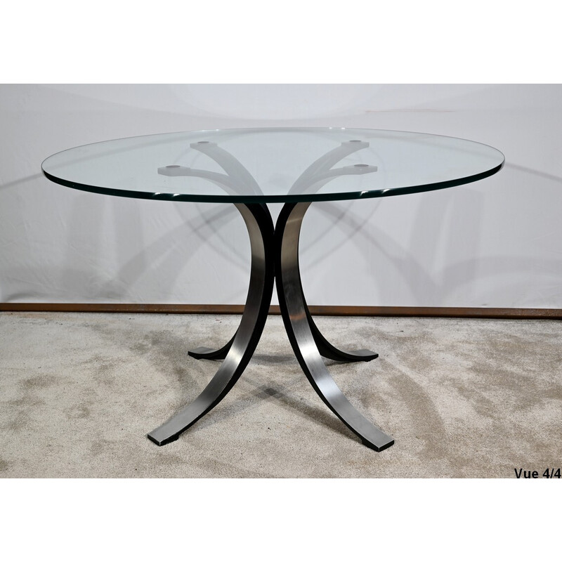 Table vintage en verre T69 Cristal par E.Gerli et O.Borsani pour Tecno, Italie 1963