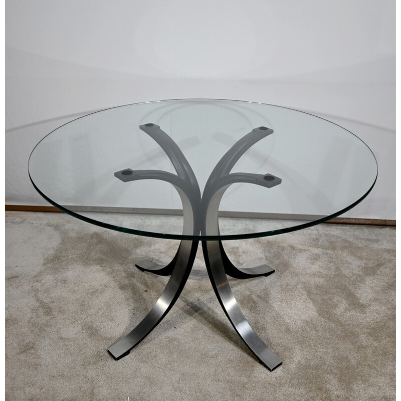 Table vintage en verre T69 Cristal par E.Gerli et O.Borsani pour Tecno, Italie 1963