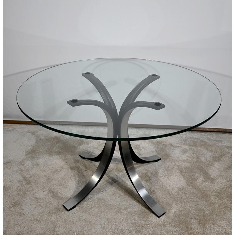 Vintage glass table T69 Cristal by E.Gerli and O.Borsani for Tecno, Italy 1963