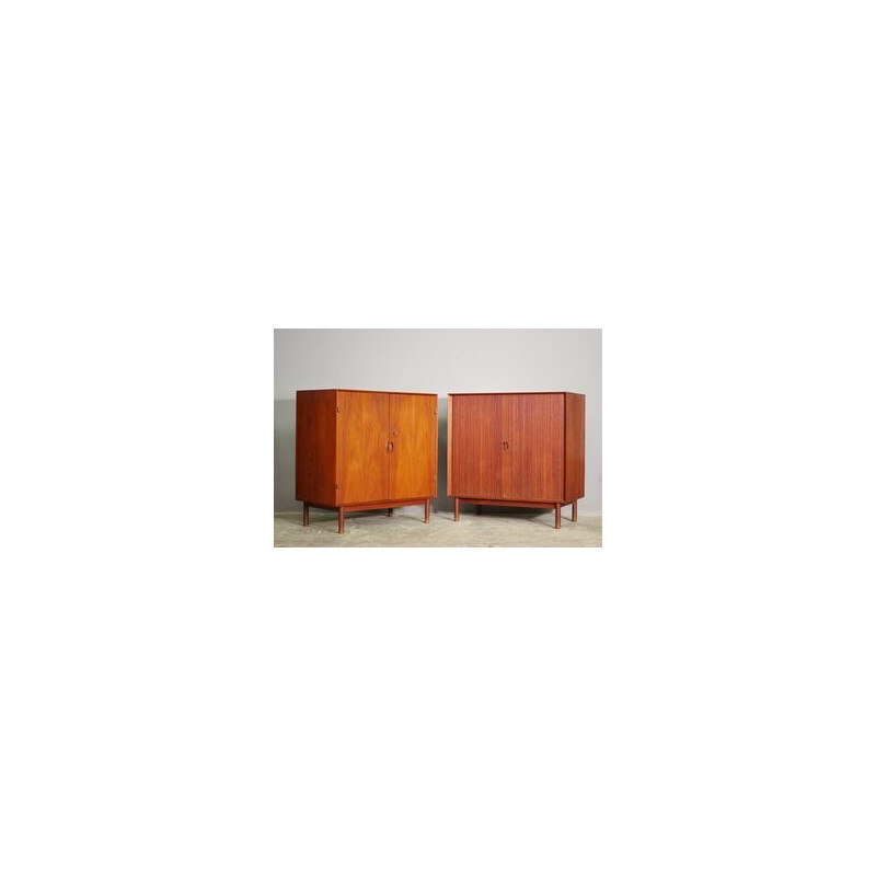 Pair of vintage teak lowboards by Peter Hvdt and Orla Mølgaard, Denmark 1960