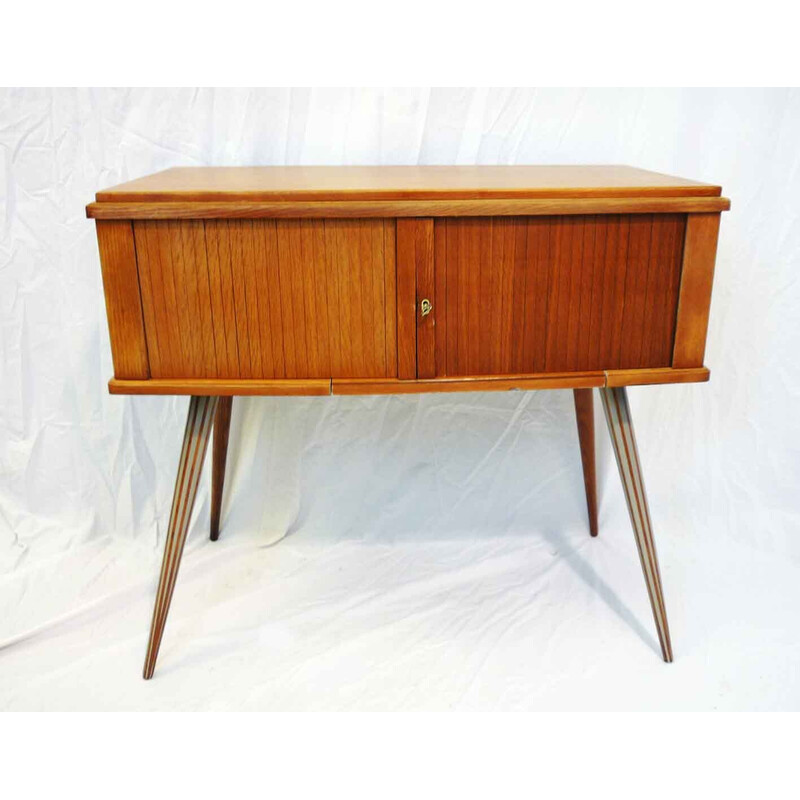Vintage solid oakwood desk on 4 compass legs