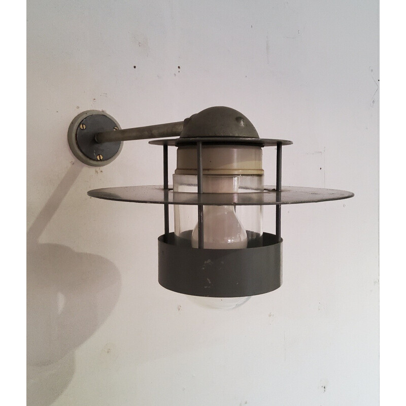 Vintage metal and glass wall lamp by Jens Møller-Jensen for Louis Poulsen, Denmark