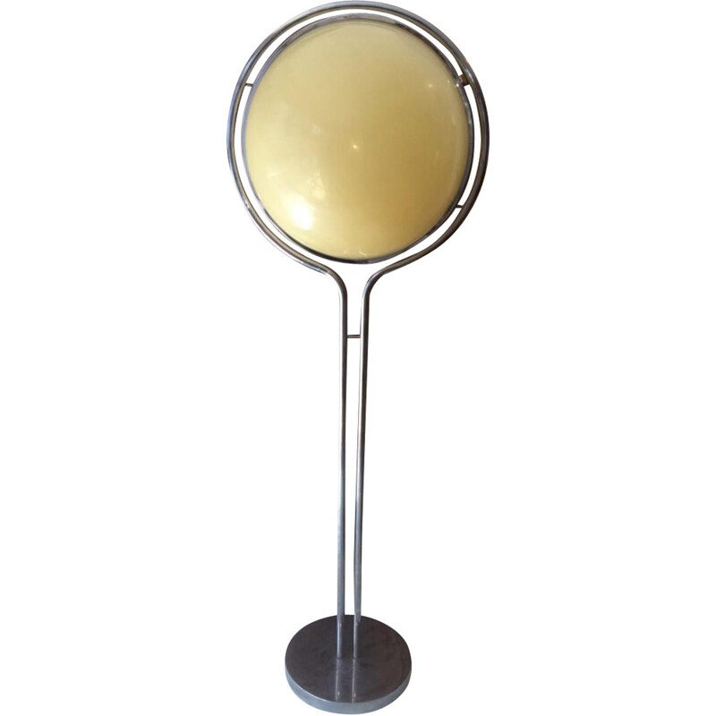 Silvery floor lamp  in metal and Plexiglas by Garrault Delord - 1970s