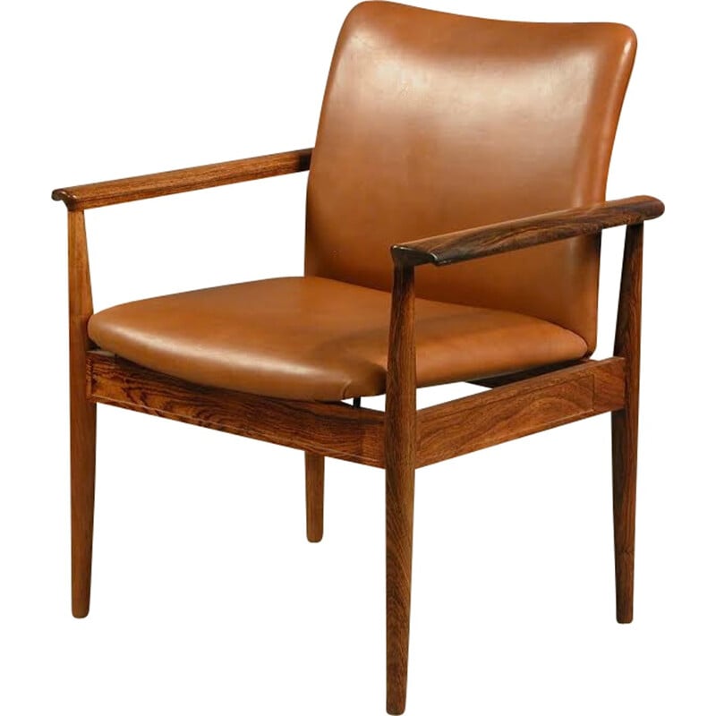 Armchair in rosewood and leather by Finn Juhl for Cado - 1960s