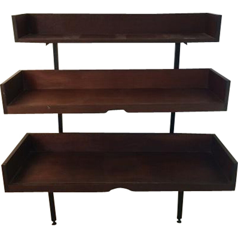 Brown rosewood shelf with three levels - 1960s