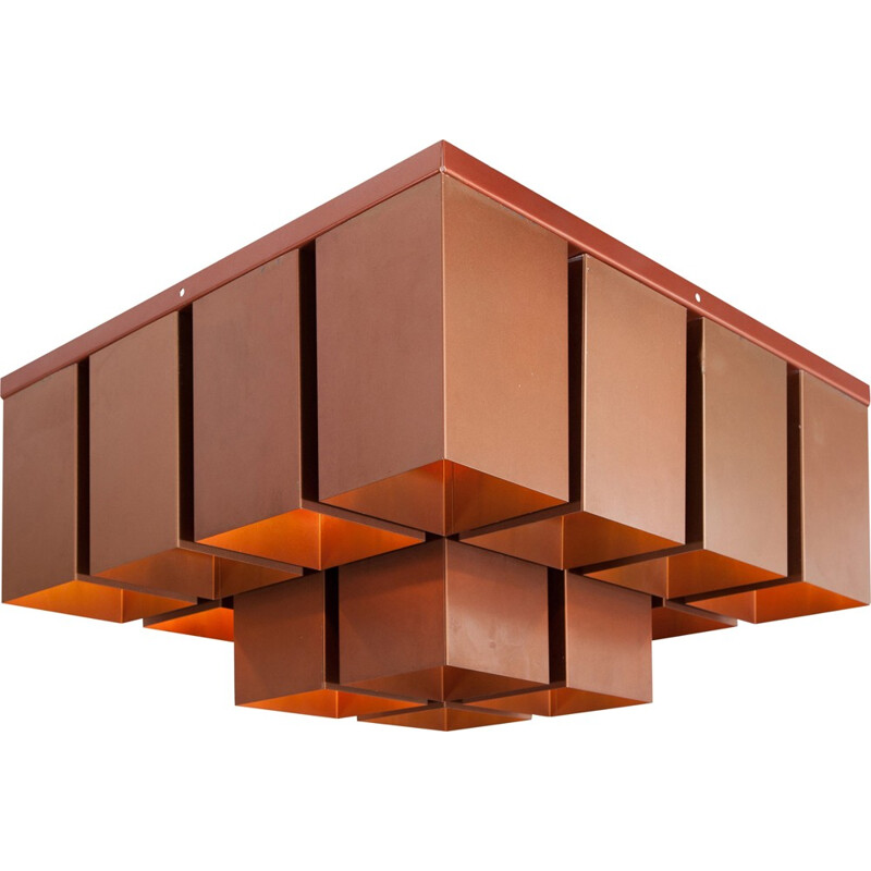 Cubic copper ceiling lamp, Raak- 1960s