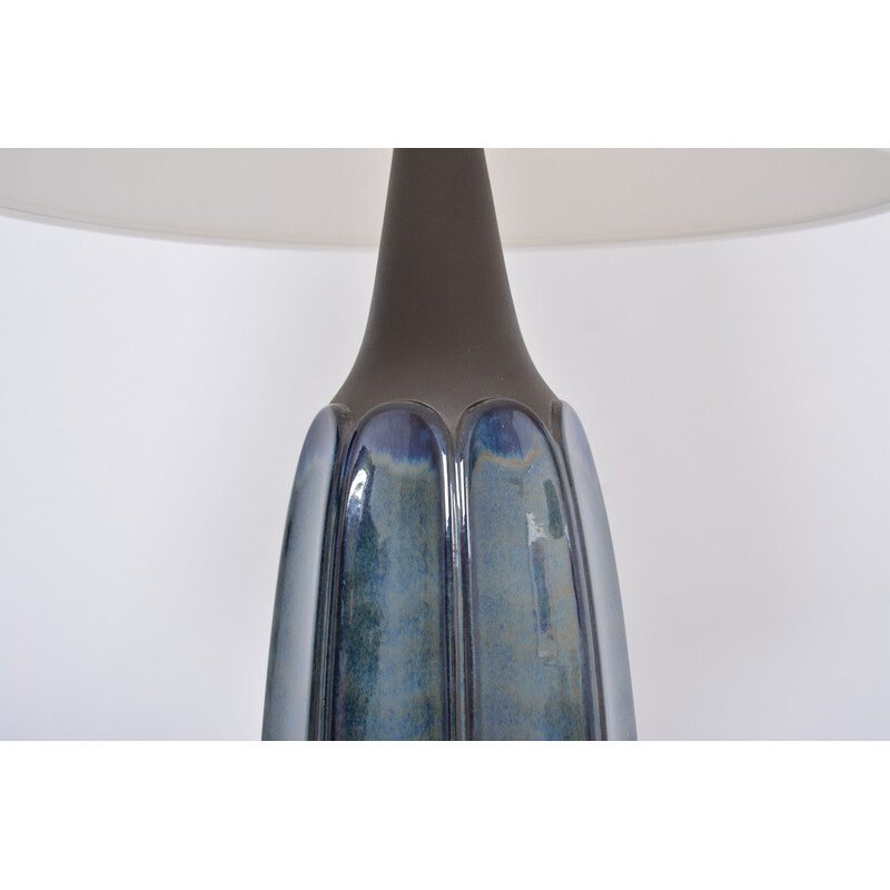 Vintage blauwe steengoed tafellamp model 1042 van Einar Johansen voor Søholm