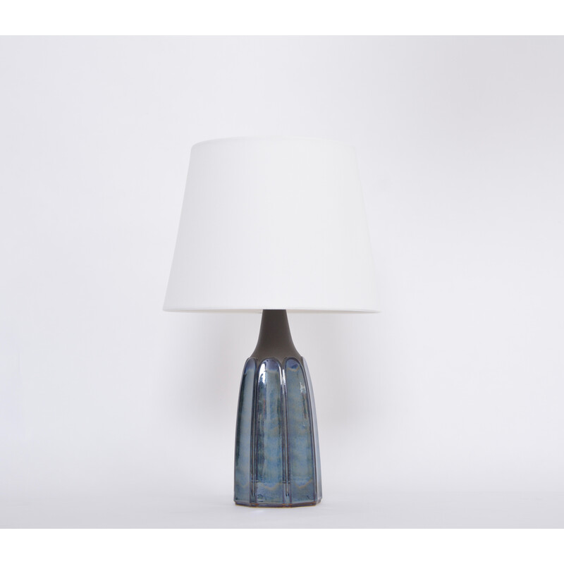 Vintage blauwe steengoed tafellamp model 1042 van Einar Johansen voor Søholm