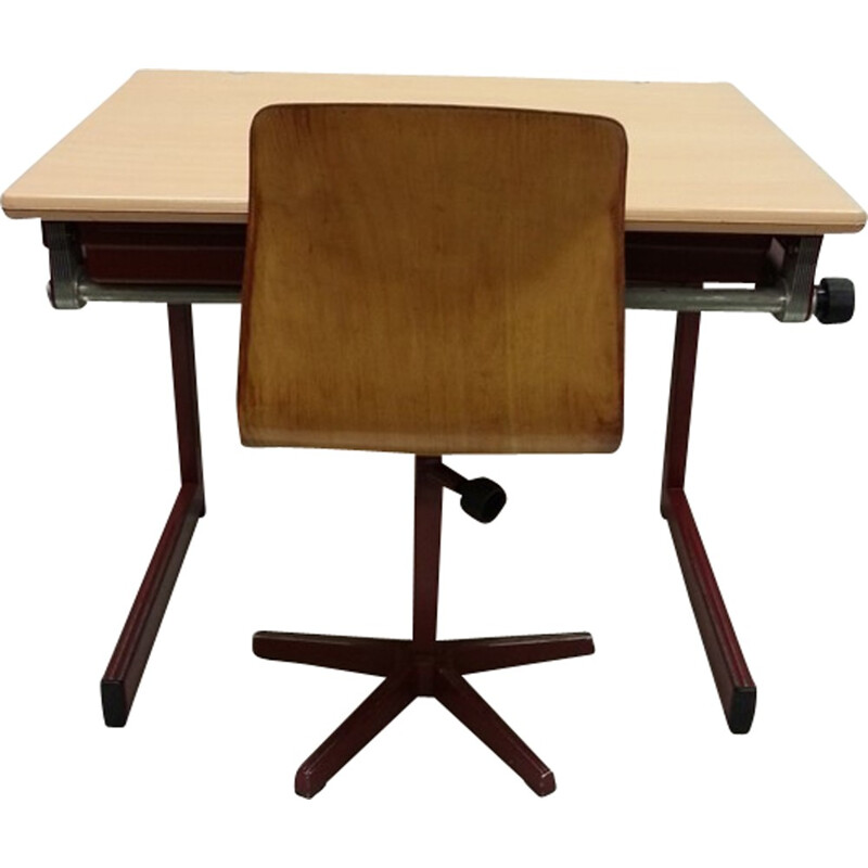 Adjustable Galvanitas schooldesk with adjustable chair - 1980s