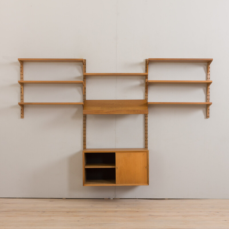 Vintage oakwood wall unit by Poul Cadovius for Cado, Denmark 1960s