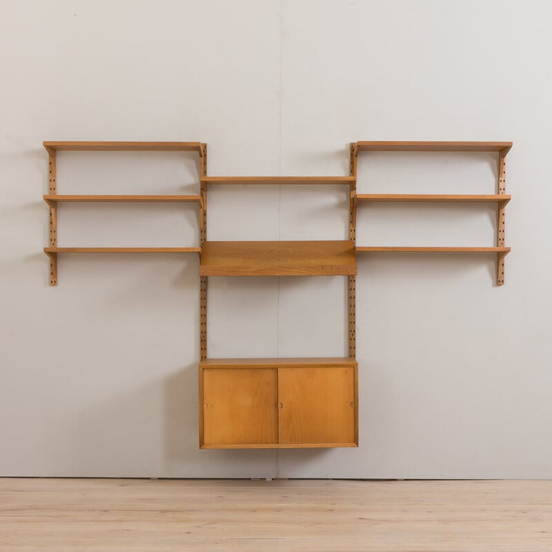 Vintage oakwood wall unit by Poul Cadovius for Cado, Denmark 1960s