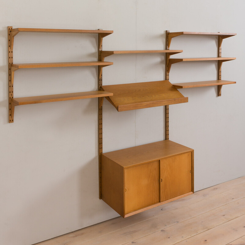 Vintage oakwood wall unit by Poul Cadovius for Cado, Denmark 1960s