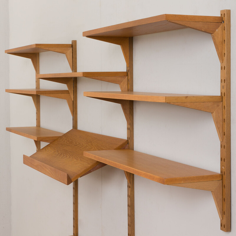 Vintage oakwood wall unit by Poul Cadovius for Cado, Denmark 1960s