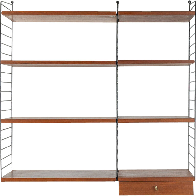 Vintage shelving system in teak veneer by Nils Strinning, Sweden 1950s