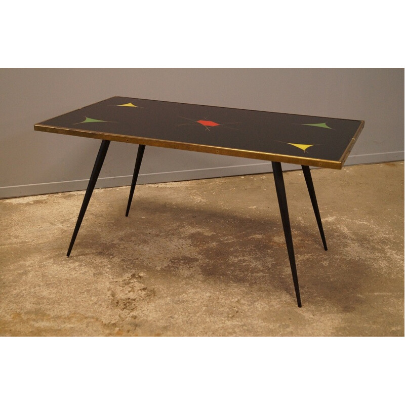 Glass and brass coffe table - 1950s