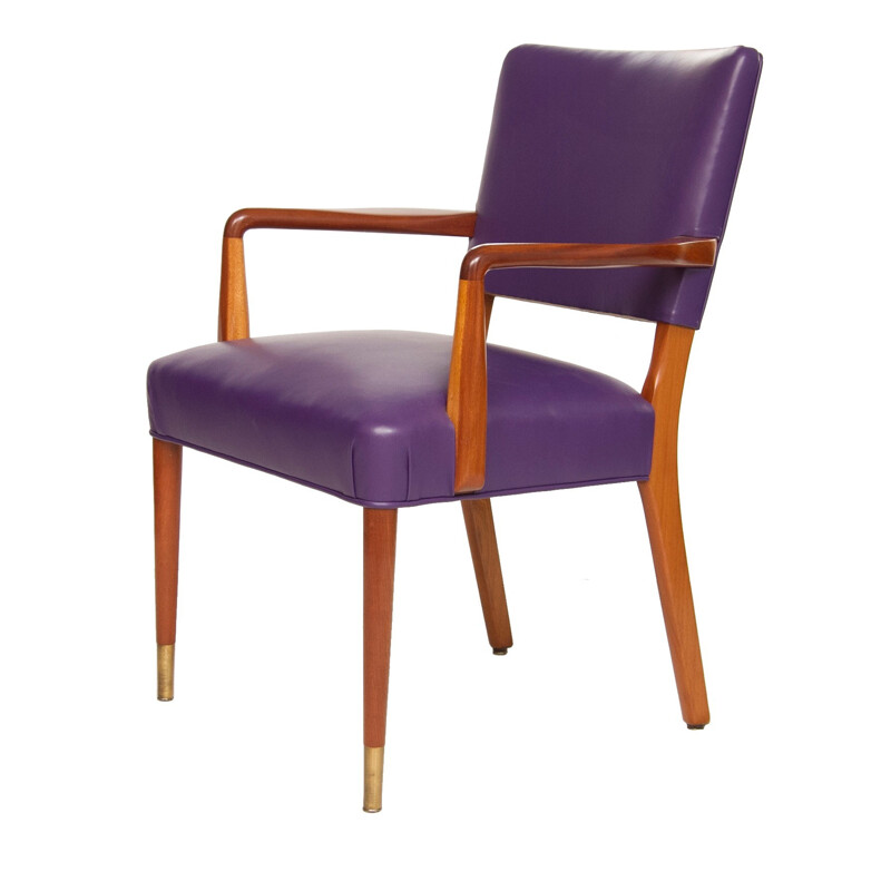 Silla de oficina vintage de palisandro y cuero, 1960