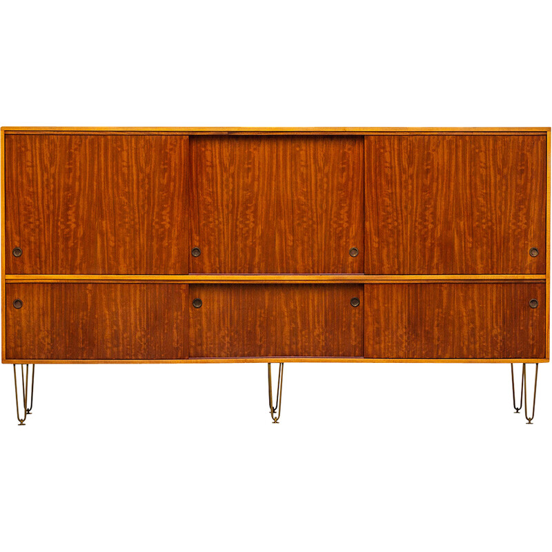 Vintage sideboard with brass hairpin legs by Alfred Hendrickx for Belform, 1950