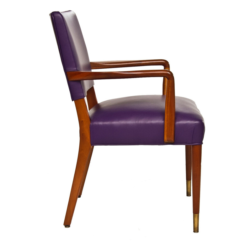 Silla de oficina vintage de palisandro y cuero, 1960