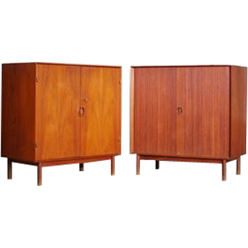 Pair of vintage teak lowboards by Peter Hvdt and Orla Mølgaard, Denmark 1960